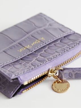 & Other Stories Lilac Embossed Mini Zip Wallet with Gold Logo